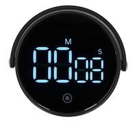 Temporizador electrónico con Soporte, gestor de Tiempo magnético con Pantalla Digital, Temporizador Redondo para Cocina, Oficina y Lectura, Carcasa de ABS con Soporte portátil para (Negra)