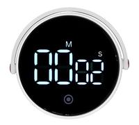Temporizador electrónico con Soporte, gestor de Tiempo magnético con Pantalla Digital, Temporizador Redondo para Cocina, Oficina y Lectura, Carcasa de ABS con Soporte portátil para (Blanca)