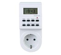 Temporizador electrónico semanal programable, 7 días, con Enchufe, Color Blanco, Ideal para controlar Dispositivos eléctricos automáticamente.