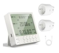 Temporizador Enchufe Digital 24 Horas con 19 Programas On/Off, Enchufe Temporizador con Cuenta Atrás y Modo Aleatorio para Seguridad del Hogar, Programador Enchufe 16A / 230V