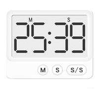 Temporizador magnético LCD con función de reinicio de un botón para cocina, estudio, oficina, soporta 99 minutos, 59 segundos, cuenta regresiva y cuenta atrás (Y8301 blanco)