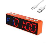 Temporizador magnético para gimnasio, LED portátil, digital, deportivo, gimnasio, recargable, reloj de entrenamiento con alertas fuertes para una gestión precisa de la hora (letra roja y azul en marco