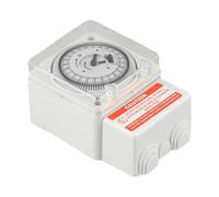 Temporizador mecánico de carril DIN de 24 horas, AC220 V, interruptor | Temporizador mecánico AC220 V, 24 horas, montaje en carril DIN con 300 horas de respaldo
