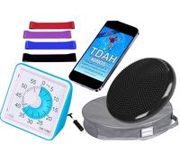 Temporizador para niños con TDAH negro con cubierta protectora y bandas elásticas para silla - Temporizador visual analógico para organización, autonomía, concentración