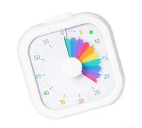 Temporizador visual cuadrado con cuenta regresiva arcoíris de 60 minutos - diseñado para que los niños entiendan el tiempo transcurrido a través de la indicación de progreso basada en color (blanco)
