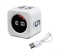 Temporizador visual LED con sensor de gravedad para gestión, temporizador de cuenta regresiva de 60 minutos con carga tipo C, 4 grupos de memoria, función de silencio, blanco