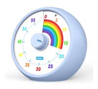 Temporizador Visual para niños: cronómetro de 60 Minutos para Aula, Oficina y Cocina. Herramienta de gestión del Tiempo con Funcionamiento silente, método Pomodoro y diseño arcoíris (Aguamarina)