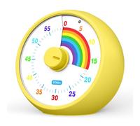 Temporizador Visual para niños: cronómetro de 60 Minutos para Aula, Oficina y Cocina. Herramienta de gestión del Tiempo con Funcionamiento silente, método Pomodoro y diseño arcoíris (Amarillo)