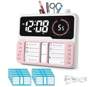 Temporizador visual para niños y adultos, herramienta de gestión del tiempo para autismo y TDAH con alarma digital, tabla de tareas, tabla de planificación, temperatura y almacenamiento, planificador