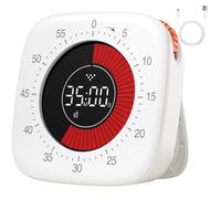 Temporizador Visual Recargable, Temporizador Digital con 4 Modos de Alarma, Temporizador Mejorado de 60 Minutos Temporizador y Cuenta Regresiva para Niños, Aprendizaje, Cocina(Blanco)