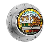 Temporizadores de Cocina con Forma de Gato Blanco y Naranja durmiendo sobre Libros, para cocinar, Reloj Temporizador de Cocina para Chef con Alarma Fuerte, no Requiere Pilas, Temporizador de Escrito