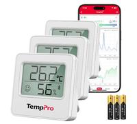 TempPro Bluetooth Termómetro Higrómetro con Monitor Remoto, Blanco,3 Piezas | 80m Temperatura y Humedad Inteligente, Termómetro Digital Casa con Registros Máximos y Mínimos (Anteriormente ThermoPro)