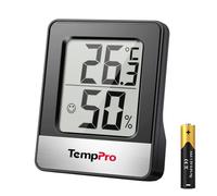 TempPro TP49 Pequeño higrómetro digital, termómetro de interior, negro | controlar temperatura y medir humedad para comodidad en la oficina y en casa, termómetro para reptil(Anteriormente ThermoPro)