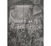 Temprano en la mañana en el mercado de pescado Billingsgate siglo XIX en Londres. Después de una ilustración de Gustave Dor en la edición estadounidense de 1890 de Londres: una peregrinación escrita
