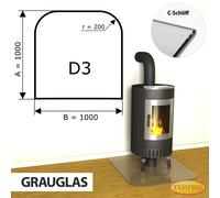Temprix Placa Base Para Chimenea 100x100 cm Vidrio Grauglas Antichispas D3