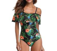 Tempt Me Traje de baño para mujer de una pieza de cuello alto de malla fruncida traje de baño para mujer