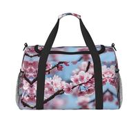 Tempting Cherry Blossoms - Bolsa de viaje con cremalleras y asas, bolsa de lona plegable grande para vacaciones familiares, Black, Talla única