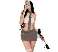 Temptshow Ropa interior de secretaria japonesa para mujer, uniforme de estudiante (gris 1)