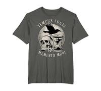 Tempus Fugit Memento Mori Skull Reloj de arena Cuervo Arte gótico Camiseta