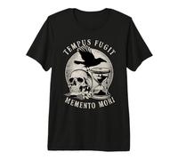 Tempus Fugit Memento Mori Skull Reloj de Arena Cuervo Arte gótico Camiseta Premium