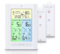 Temracha - Termómetro inalámbrico para congelador con alarma, termómetro digital mejorado para nevera con alerta, retroiluminación, recargable, registro máximo/mínimo, termómetro de refrigerador para
