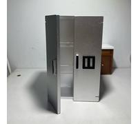 TEMU 1:12 casa de muñecas, muebles miniatura, en miniatura, de cocina, refrigerador plateado de puerta