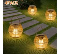 TEMU 1/2/4 Paquetes de Faroles Solares, Faroles Colgantes Solares Tejidos a para Exteriores, Decoración de Fiestas para Patios, Jardines, Terrazas, , Árboles, y Pasillos