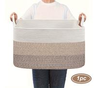 TEMU 1-2 cestas grandes tejidas para almacenamiento y organización, cesta de cuerda para mantas, ropa, artículos varios, libros, cesto de lavandería con , cestas de para estantes, color