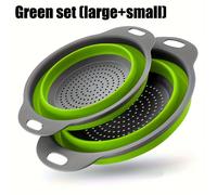 TEMU 1/2 Juego de Cestas de Drenaje Redondas para Cocina, Boquilla Plegable - una Gran y una Pequeña, Perfectas para Drenar Pasta, Verduras y Frutas (Verde, , Azul)