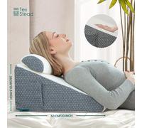 TEMU 1/2 piezas Almohada cuña para cama/Almohada de cuello para espalda, piernas y rodillas - Almohada triangular con extraíble, Almohada cuña para dormir y reflujo ácido, de estómago
