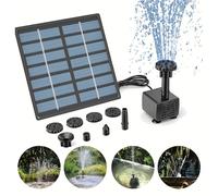 TEMU 1/2 piezas Bomba de fuente solar de 2.5W con 6 boquillas para baños de aves, estanques, jardines, piscinas y acuarios, diseño de panel solar - No requiere batería, bomba solar para fuente de agua