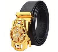 TEMU 1/2 piezas de cinturón de moda para hombre con hebilla de aleación grabada, hebillas doradas y plateadas, adecuado para uso o casual, regalo para y familiares en ocasiones especiales