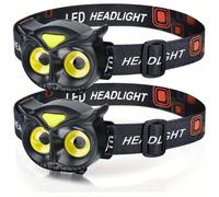 TEMU 1/2 piezas de Linterna Frontal LED con 4 , Linterna Frontal COB, Luz Frontal Batería - Regalo Ideal para Acampar, , Halloween, Navidad, Año