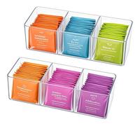 TEMU 1/2 piezas, organizador de bolsas de té , puede 60 bolsas de té en total, 3 compartimentos uno para de cocina y la estación de café, organizadores de cubiertos.