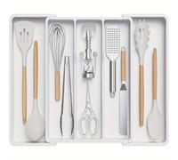 TEMU 1/2 uds Soporte de tensión expandible Estante de almacenamiento de cocina de plástico, gran capacidad, con bandeja extensible, para cajón, encimera, armario, organizador de cocina y accesorios