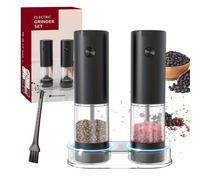 TEMU 1/2pcs Conjunto de molinillos eléctricos de especias, Molinillo de portátil con batería no recargable, Cámara de especias transparente, de cocina, Ideal regalo para cocineros en casa