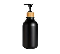 TEMU 1/2piezas Dispensador de jabón de plástico negro con bomba de bambú, 16,91Oz, libre de BPA, sin , recargable para baño/cocina, conjunto de dispensador de champú/crema de afeitar/loción