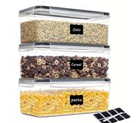 TEMU 1/3 Piezas de Recipientes Herméticos para Alimentos con Tapas 3.2L, Organizador de Pasta Plástico sin BPA, Contenedores Airtight para Cocina y Despensa