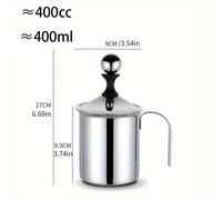 TEMU 1 , 400 ml Espumador de leche de acero inoxidable con bomba, crema de espuma de de café con malla