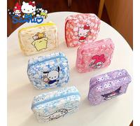TEMU 1/6pcs Bolsa de Almacenamiento Multifuncional Sanrio, Organizador de Toallas Higiénicas Hello Kitty Melody Kuromi de Dibujos Animados, Neceser Portátil