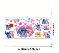 TEMU 1 Adhesivo de pared con temática de Disney, lindo Stitch y en pareja con de rosa, calcomanía de PVC autoadhesiva para , cocina, armario, comedor, dormitorio, ventana y decoración de pare