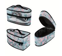 TEMU 1 Bolsa de Hierro para Mujeres y Hombres con Diseño de Flor Rosa - Estuche Portátil con Asa y Cremalleras Dobles, Lavable, Protector de Planchado en Poliéster para Accesorios de Plancha a Vapor