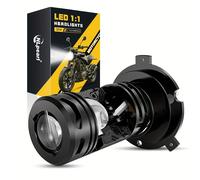 TEMU 1 bombilla LED H4, Led H4 9003 Mini Proyector de Motocicleta con Ventilador, Lente de Proyector de Luz , Luz de Coche Inalámbrica Plug and Play, Plug and Play LHD, Sin Batería