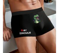 TEMU 1 bóxer para hombre, lindo estampado de dinosaurio, diseño original " mi dinosaurio", ropa interior transpirable y cómoda para hombre, para uso diario