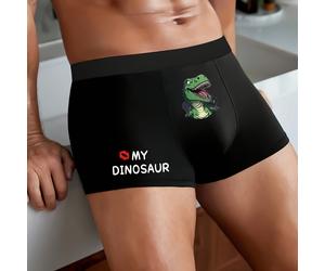 TEMU 1 bóxer para hombre, lindo estampado de dinosaurio, diseño original " mi dinosaurio", ropa interior transpirable y cómoda para hombre, para uso diario
