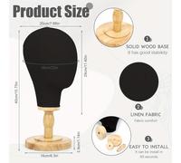 TEMU 1 cabeza de maniquí negro para exhibición de sombreros con base de madera de , forma de cabeza multipropósito para sombreros, gorras y exhibición de accesorios