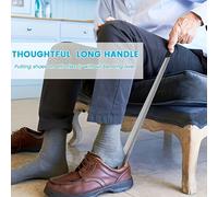 TEMU 1 Calzador Ergonómico de Acero Inoxidable con Mango Largo de Fácil Agarre - Ideal para Mayores y con Movilidad Reducida, Duradero y Resistente al Óxido