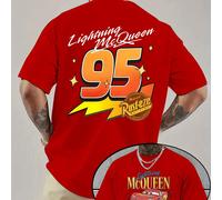 TEMU 1 Camiseta de manga corta casual para hombre con temática de carreras de Disney Cars | Cuello , transpirable y , corte regular, ideal para deportes y fiestas