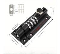 TEMU 1 candado de combinación recodificable, seguridad de resistencia, código de 4 dígitos, para patio/puerta/ventana, antirrobo, fácil instalación, 4.8x1.57 pulgadas, con herrajes de montaje