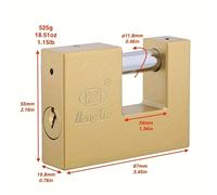 TEMU 1 candado rectangular, cerradura de latón arena, cerradura antirrobo resistente a palancas y a la oxidación, ideal para la seguridad de puertas y patios, 3 llaves, material metálico